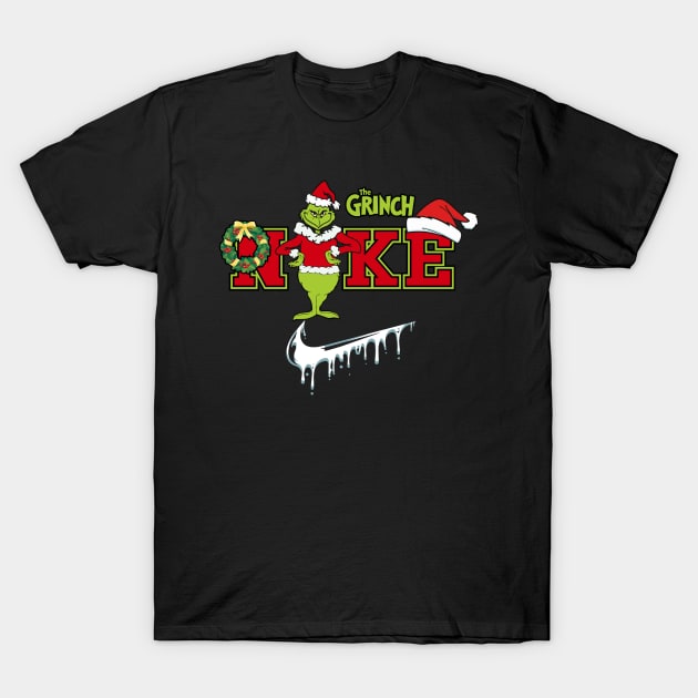 Funny Christmas Grinch Nke Christmas Grinch Snow T-Shirt by Archer Expressionism Style